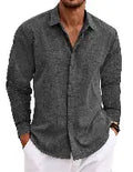 KING SAMP ARTICLE #5304 Dress Shirts Long Sleeve Tops Button Up Work Shirts Casual Linen Shirt for Men