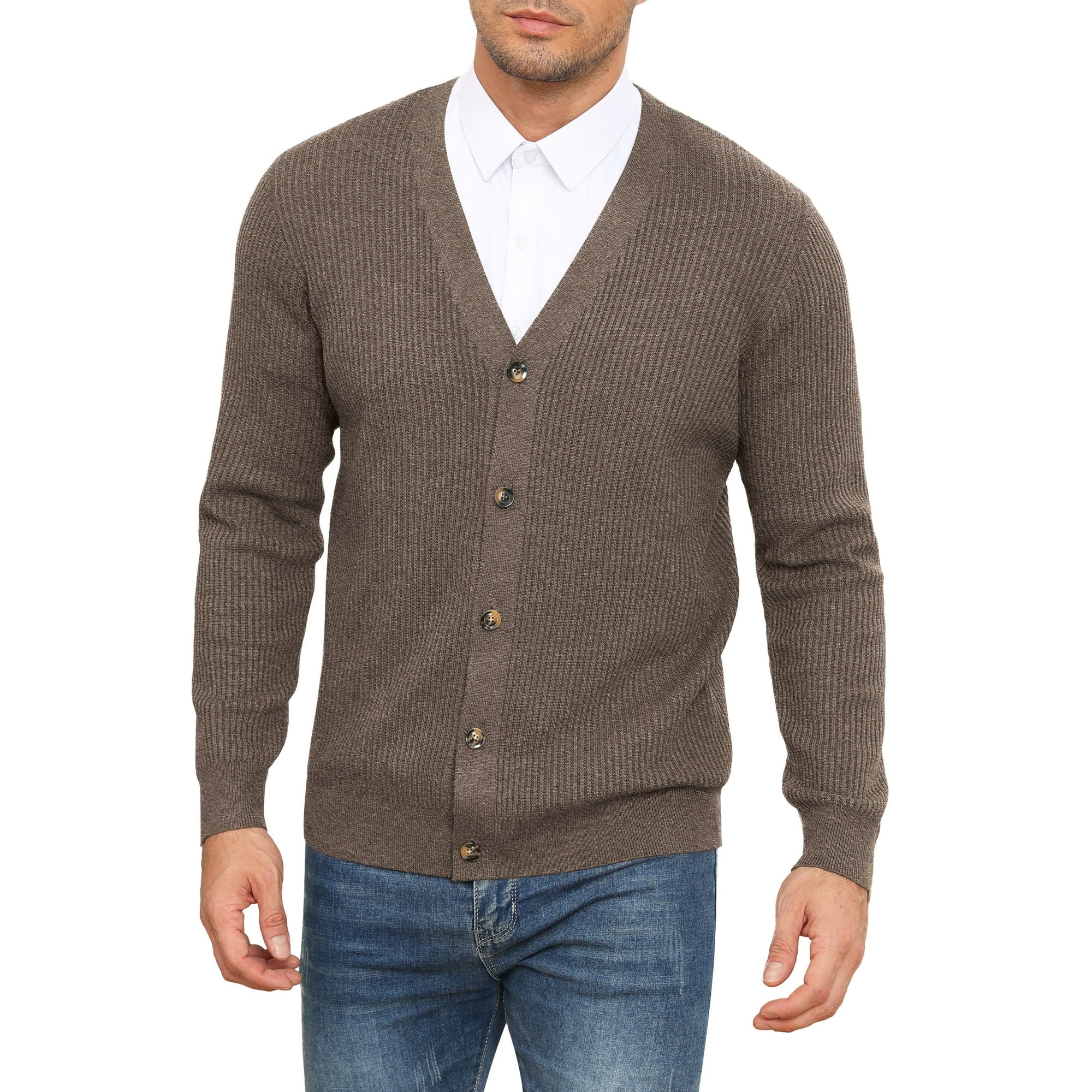 KING SAMP ARTICLE #5313 Mens Cardigan Sweaters V-Neck Long Sleeve Soft Slim Fit Casual Buttons Knitted