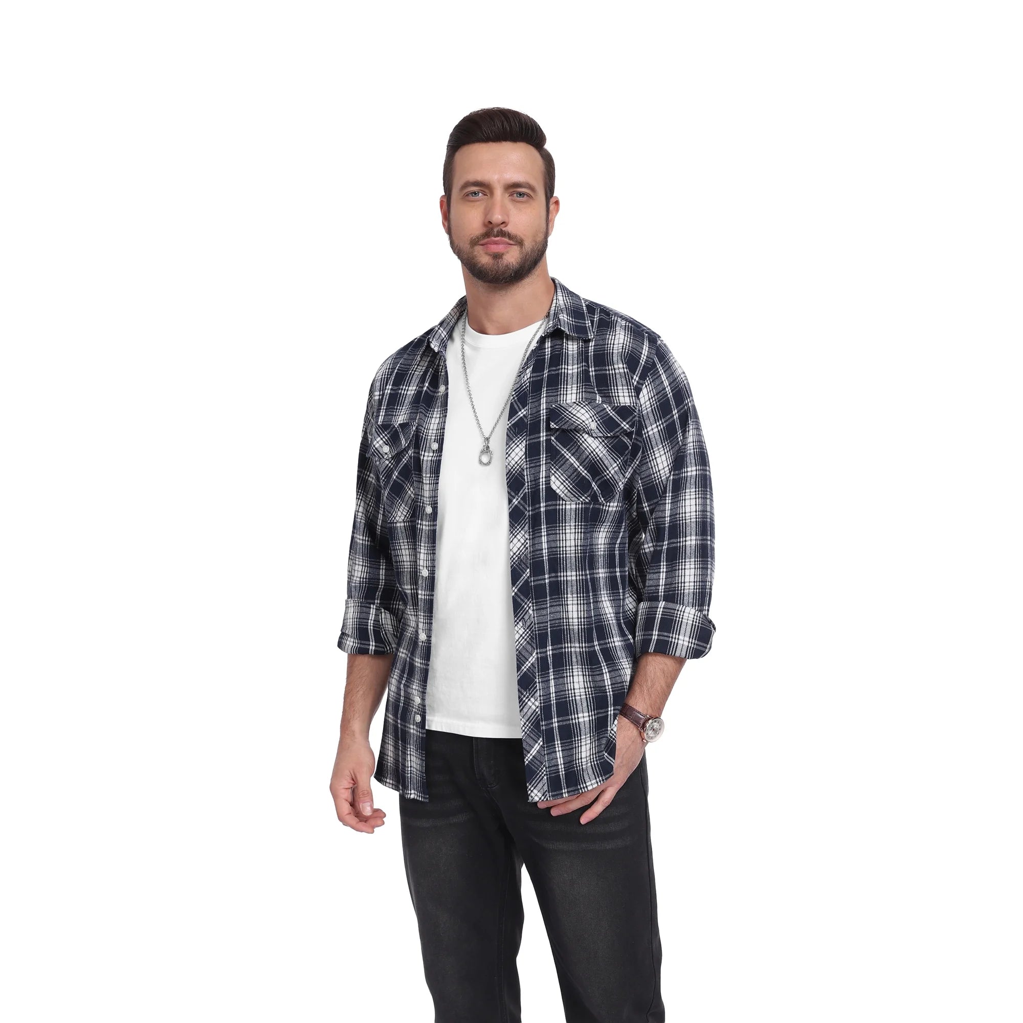 KING SAMP ARTICLE #5314 Mens Flannel Plaid Shirts Long Sleeve Button Down Shirt Casual Shirts Work Shirts for Men