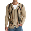 KING SAMP ARTICLE #5315  Men's Vintage Striped Long Sleeve Button Down Cardigan Sweater with V Neck Knitted Sweaters