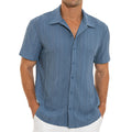 KING SAMP ARTICLE #5316 Men's Casual Button Down Shirts Short Sleeve Shirts Vacation Beach Summer Hollow Out Top