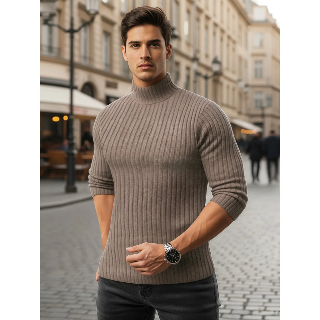 KING SAMP ARTICLE #5321 Turtleneck Ribbed Long Sleeve Shirts for Mens Undershirts Knit Thermal Fitted Basic Tops