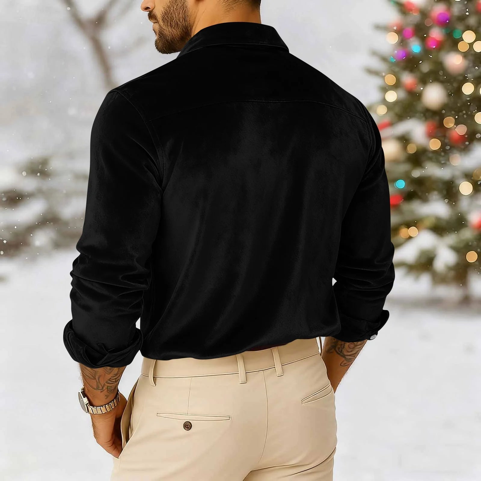 KING SAMP ARTICLE #5322 Men's Luxury Velvet Button Down Shirt Stylish Long Sleeve Casual Shiny Silk Like Tops For Party Wedding Business Daily Wear