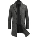 KING SAMP ARTICLE #5325 Men's Detachable Plaid Scarfs Wool Blend Coat - Notched Collar Single Breasted Pea Trench Overcoat