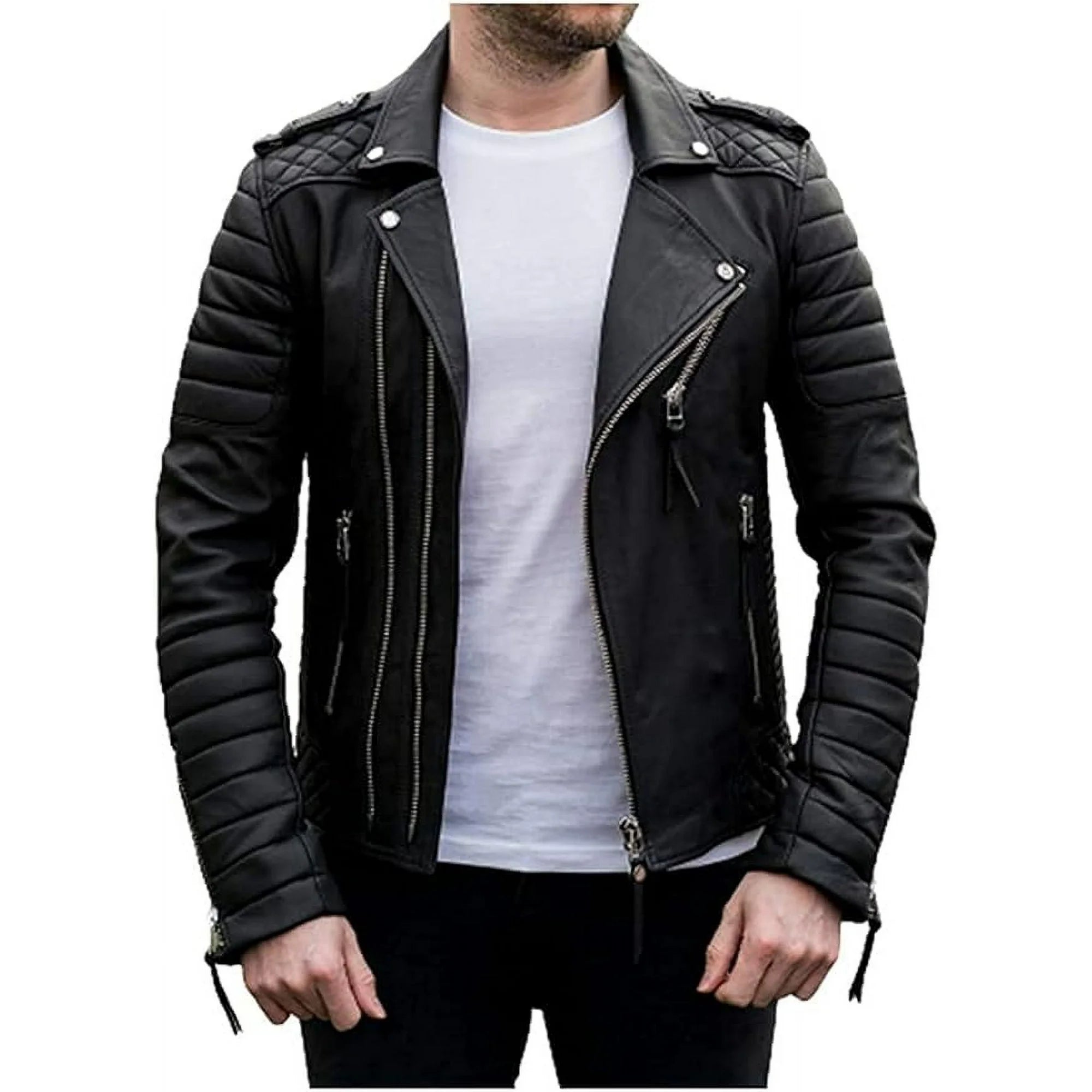 KING SAMP ARTICLE #5330 Men Leather Jacket - Lambskin Winter Vintage Black Color Motorcycle Biker Jacket, Moto Riding & Racing Jackets