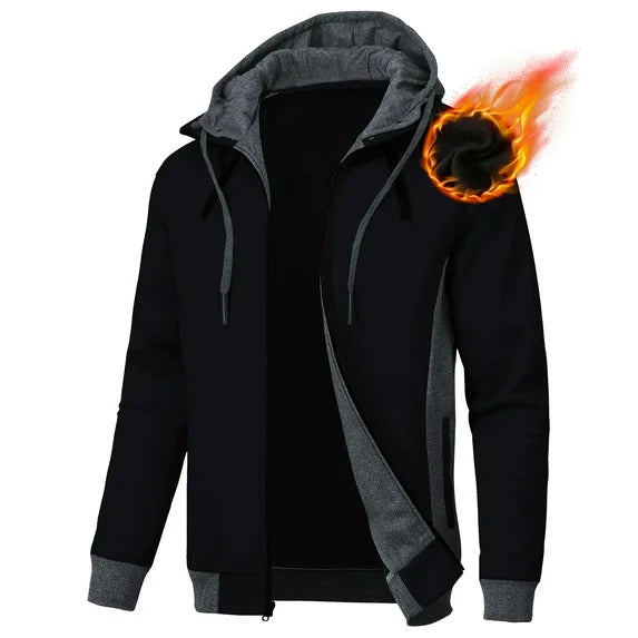 KING SAMP ARTICLE #5332 Mens Zipper Hoodie Casual Hooded Sweatshirt Fleece Jacket Black
