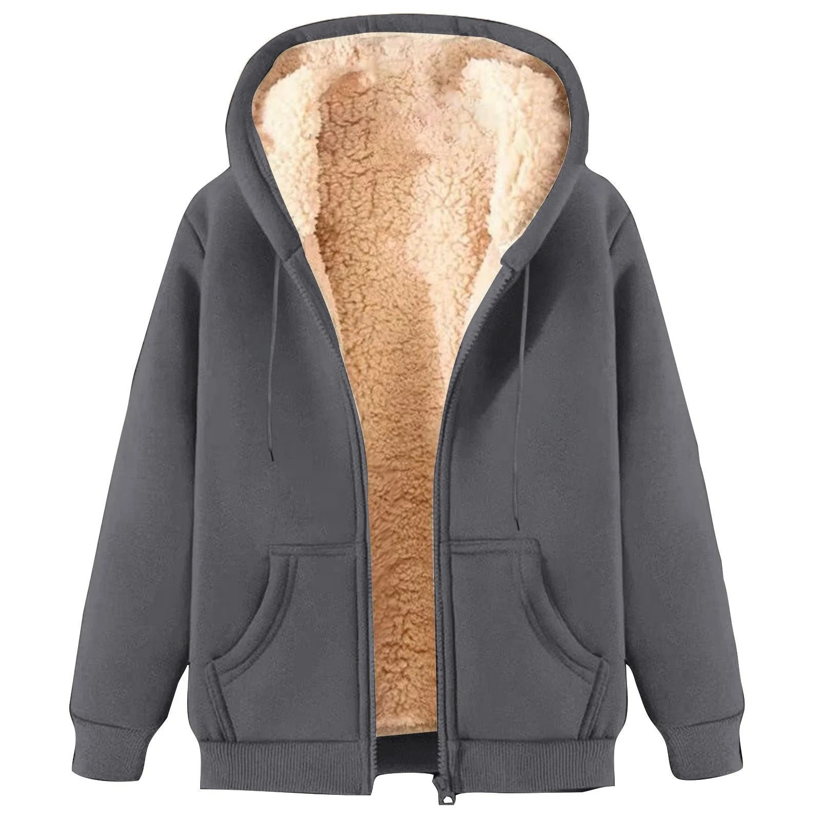 KING SAMP ARTICLE #5333  Fleece Jacket Men Plus Size Winter Long Sleeved Cardigan Pockets Warm Plush Hooded Jacket Fleece Sweater Coat Coat for Men